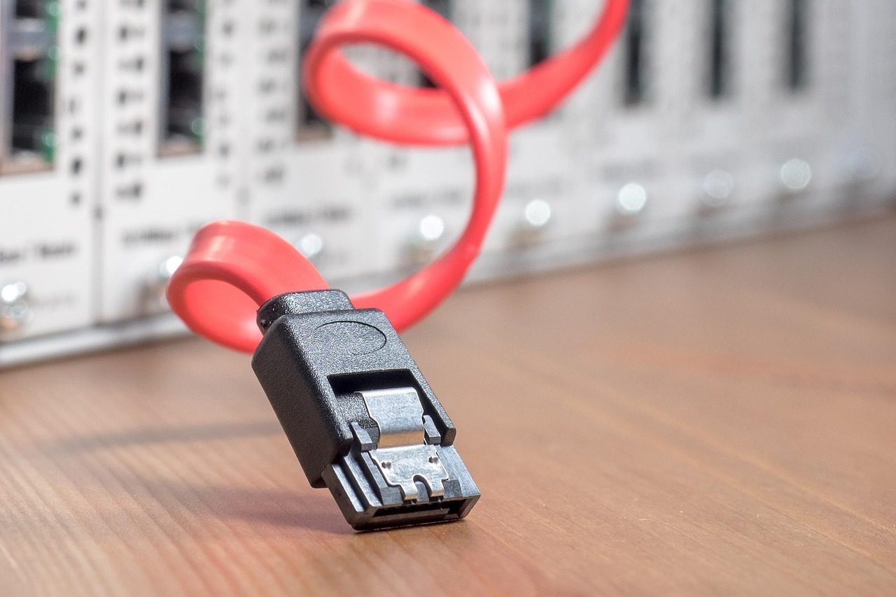 A data cable connected to server hardware