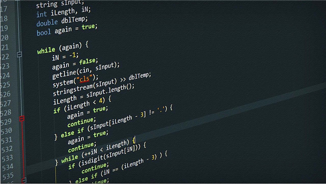 Código fuente C++ resaltado con números de línea en un editor oscuro